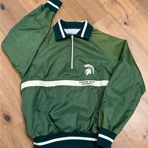 VINTAGE Michigan State University Green Windbreaker Jacket size XL